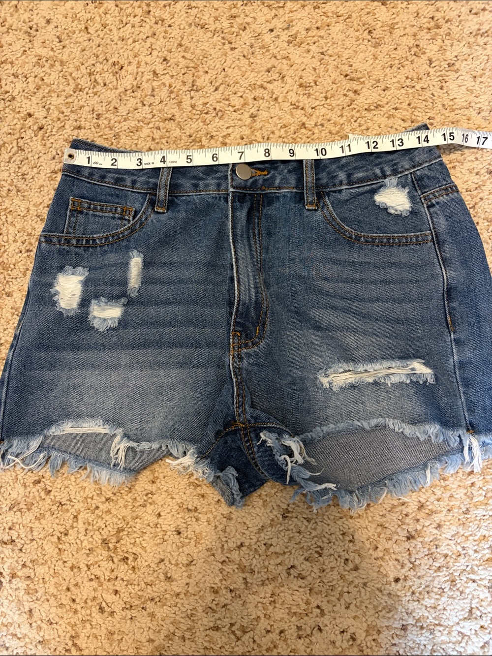 Women's Distressed Denim Shorts - Blue